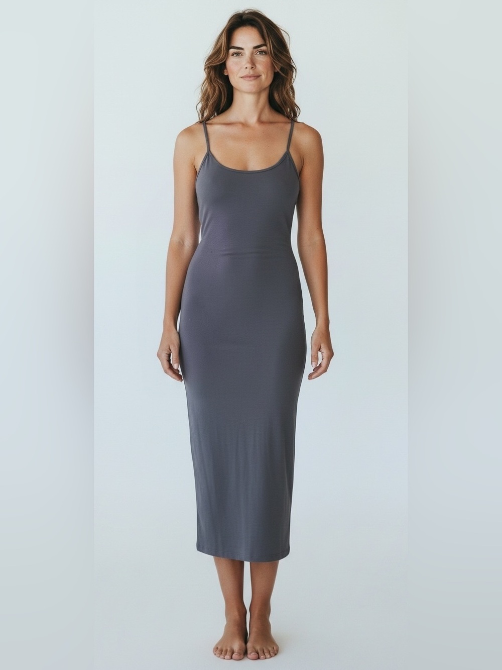 NWT!! Sexy Blush Mark spaghetti strap‎ Maxi Size Large Gray Color Long Dress